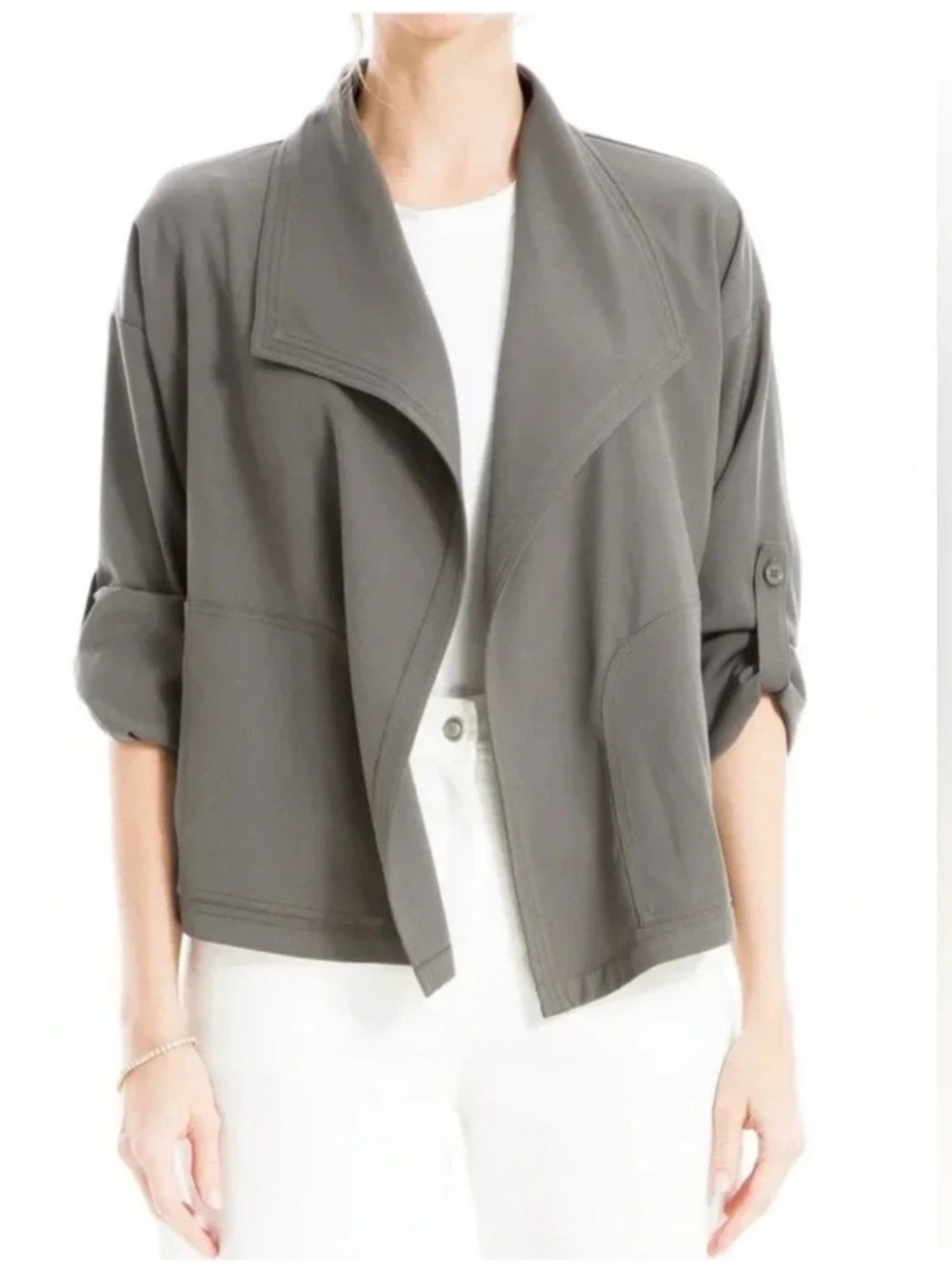 MAX STUDIO TWILL DRAPE FRONT SHORT JACKET